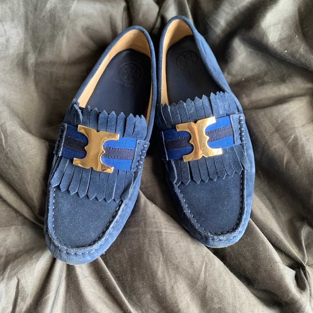 Tory Burch Gemini Link Driver Suede Shoes